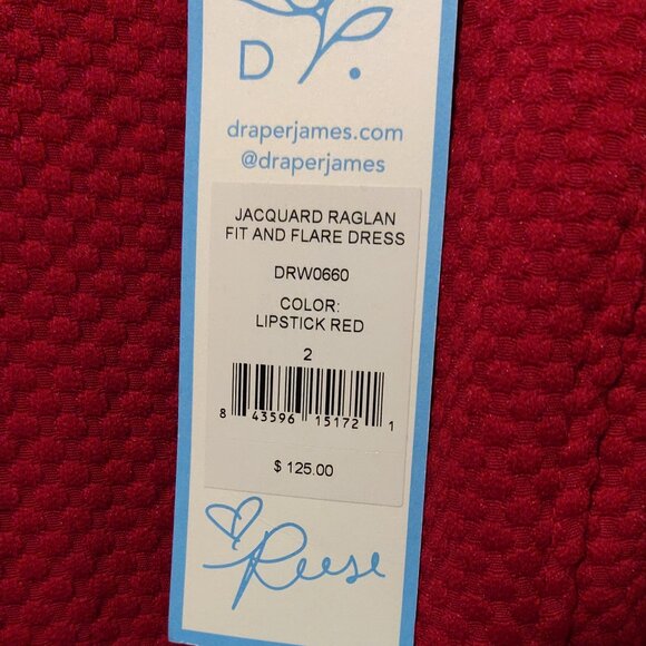 Draper James Jacquard Fit & Flare Dress In Lipstick Red NEW WITH TAGS SI… - Picture 4 of 7